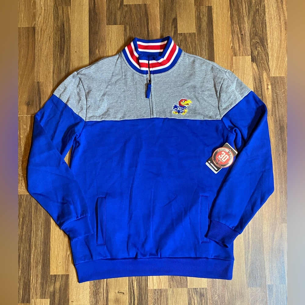 Kansas Jayhawks Colosseum 1/4 Zip Pullover Mens Size Large NWT!